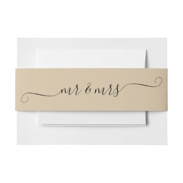 earthtone mr and mrs invitation belly band