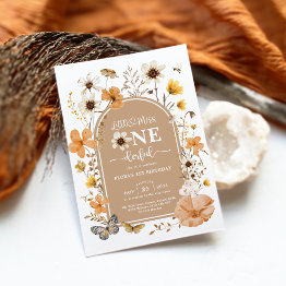 Small Earthy Fall Wildflower Miss Onederful 1st Birthday Invitation Front View