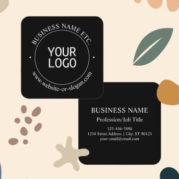 easy logo replacement & customizable text | black square business invitations