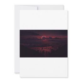 Small Eclipse Crescent Red Glow Invitation Front View