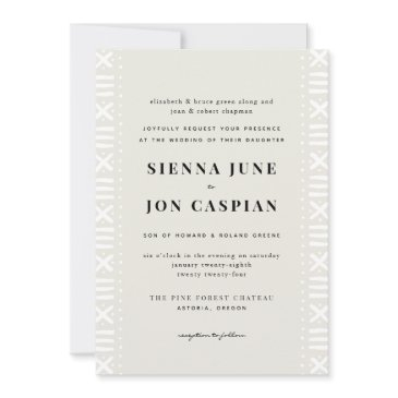 ecru boho mudcloth border wedding invitation