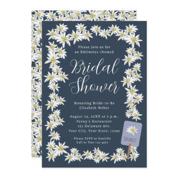 edelweiss navy blue wildflower bridal shower invitation