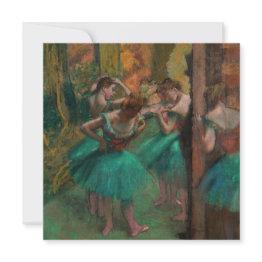 Small Edgar Degas - Dancers, Pink And Green Invitation Front View
