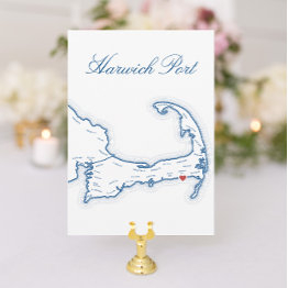 Small Editable Cape Cod Wedding Table Name Cards Front View