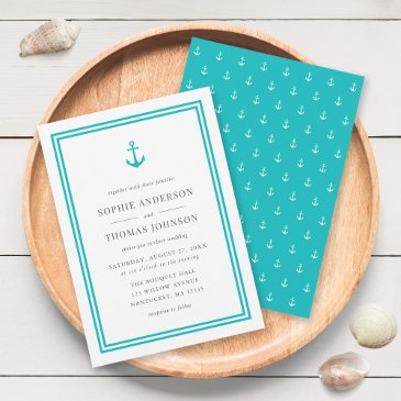editable color modern classic anchor wedding invitation