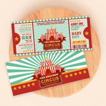 editable colour circus ticket couple shower invitation