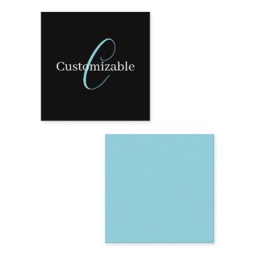 editable cursive script monogram black blue white note invitations
