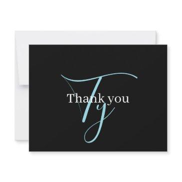 editable cursive script monogram black blue white thank you invitations