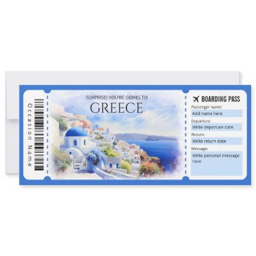editable greece boarding pass plane ticket invitation