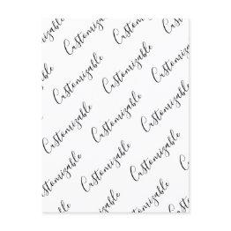 Small Editable Modern Scrip Text Pattern | Black & White Postinvitations Front View