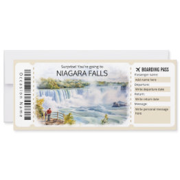 Small Editable Niagara Falls Ticket Trip Invitation Front View