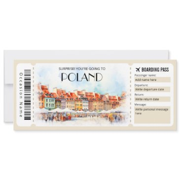 editable poland warsaw plane boarding pass invitation