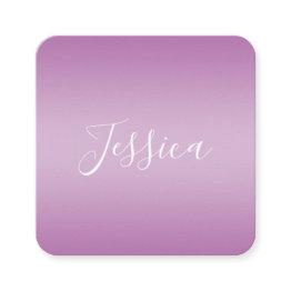 Small Editable Soft Mauve Ombre & White Text Script Square Business Invitations Front View