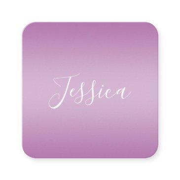 editable soft mauve ombre & white text script square business invitations