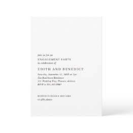 Small Edith Black And White Modern Engagement Party Invitation Front View