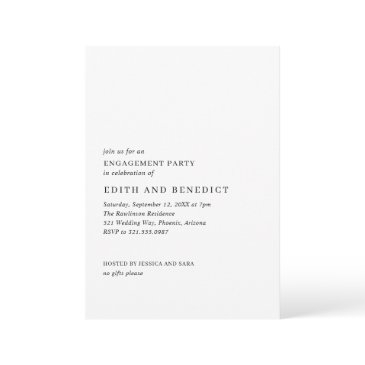 edith black and white modern engagement party invitation