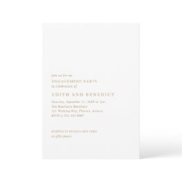 Small Edith Gold Modern Engagement Party Invitation Front View