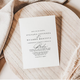 Small Eelegant Calligraphy Spanish Wedding Invitation Front View