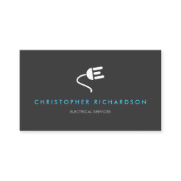 Small Electrician Logo Modern Business Invitations In Gray Front View