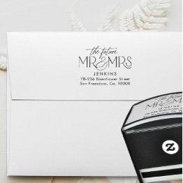 Small Elegan Future Mr And Mrs Address Wedding Self-inking Stamp Front View