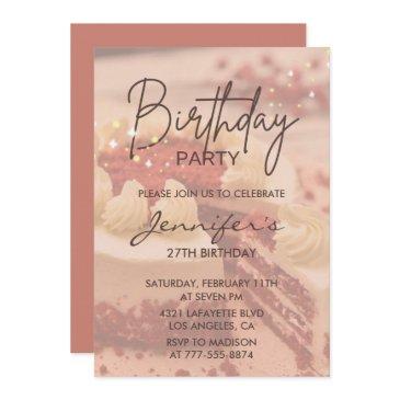 elegant 27th birthday invitations cake sparkle