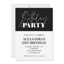 Small Elegant 31st Birthday Invitations Black White Front View