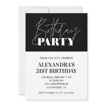 elegant 31st birthday invitations black white