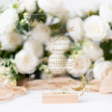 elegant a night under the stars quinceañera acrylic invitations