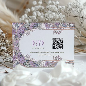 elegant art nouveau wedding rsvp invitations with qr code