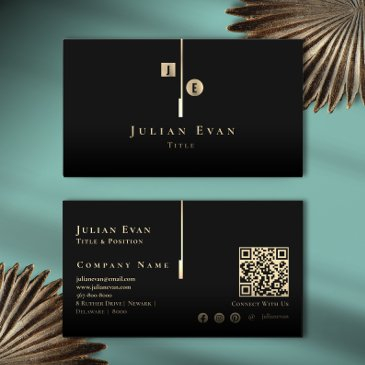 elegant artistic black and gold monogram business invitations
