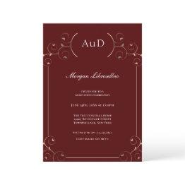 Small Elegant Aud Gold Burgundy Graduation Invitation Front View