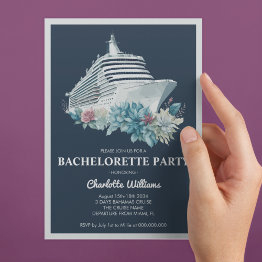 Small Elegant Bachelorette Party Cruise Ship Invitation Front View