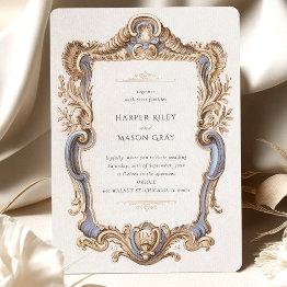 Small Elegant Baroque Wedding Frame Invitation Front View
