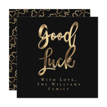 elegant black and gold look clovers good luck holiday invitations