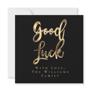 elegant black and gold look script good luck holiday invitations