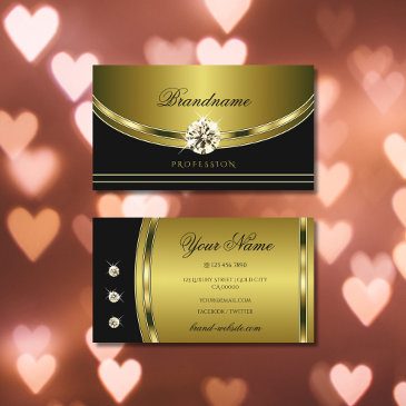 elegant black and gold with luxurious rhinestones business invitations