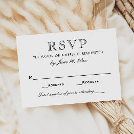 Small Elegant Black And White Wedding Rsvp Invitations Front View