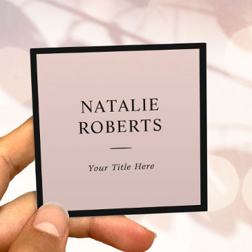 elegant black frame blush pink minimalist square business invitations