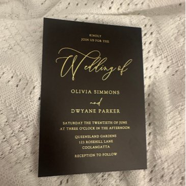 elegant black & gold wedding golden foil invitation