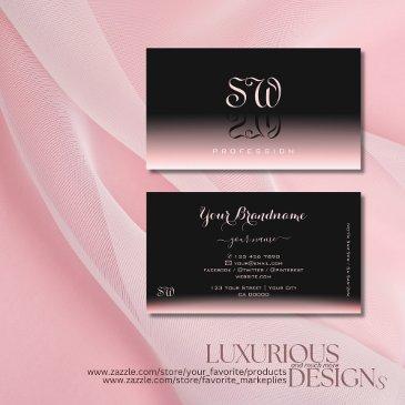 elegant black pink gradient shadow font monogram business invitations