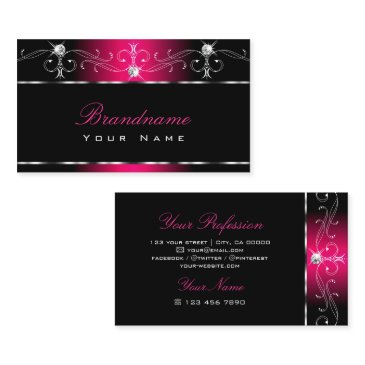 elegant black pink ornate ornaments sparkle jewels business invitations