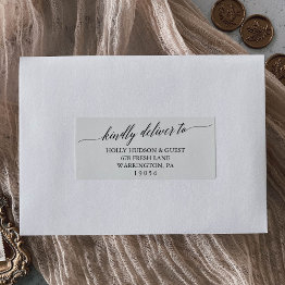 Small Elegant Black Wedding Guest Address Labels Front View