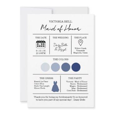 elegant black & white bridesmaid information invitations