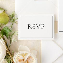 Small Elegant Black & White Classic Script Rsvp Front View
