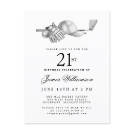 Small Elegant Black White Golf 21st Birthday Party Invitation Postinvitations Front View
