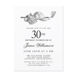 Small Elegant Black White Golf 30th Birthday Party Invitation Postinvitations Front View