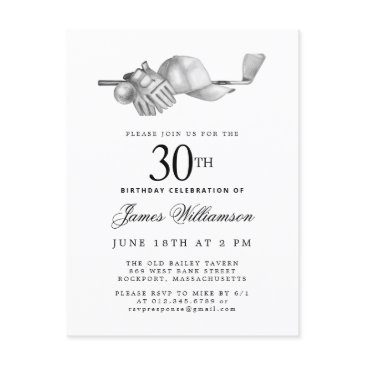 elegant black white golf 30th birthday party invitation postinvitations