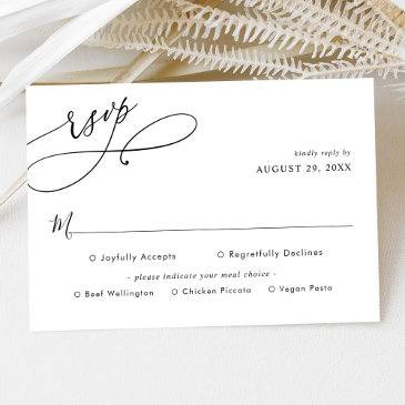 elegant black & white meal options wedding rsvp invitations