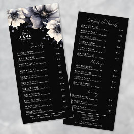 Small Elegant Black White Spa Services Menu Rack Invitations Front View