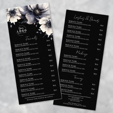 elegant black white spa services menu rack invitations